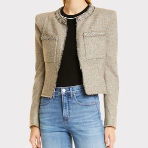 NWT Veronica Beard Orris Metallic Tweed Crystal Trim Wool & Silk Blend Jacket